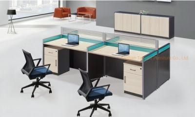 Aluminum Alloy Frame Office Melamine Partition 4 Seats Staff Workstation Table