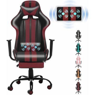 Red High Back Fixed Armrest Gaming Chair with Footrest
