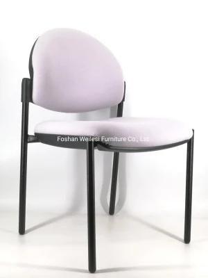 Black Coated 4 Legs Frame Cushion Seat and Back with PP Cover Grey Color Conference Chair