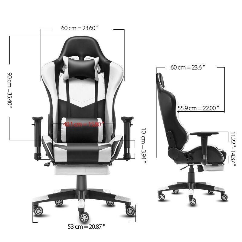 Desk Swivel Rolling High Back PU Leather Executive Gaming Chair with Footrest