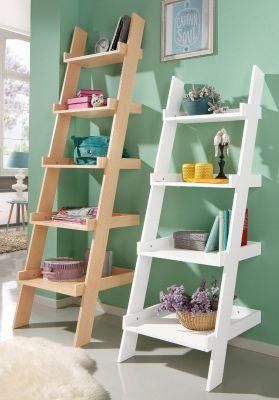 European Wall Ladder Wood Bookshelf with 4 Tiers for Kid