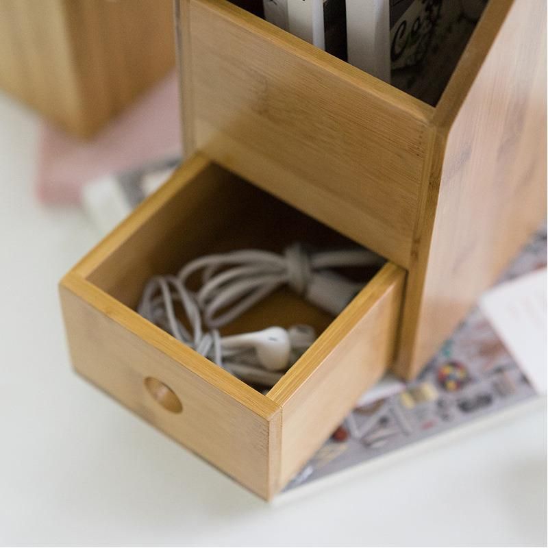 Bamboo Magazine Holder, Vertical File Folder Desk Organizer for Home and Office