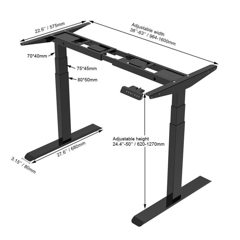 White Luxury Office Desk Flat Pack Dual Motor Metal Electric Height Adjustable Sturdy Standing Table