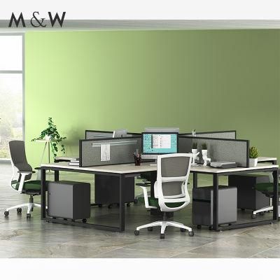 Wholesale 4 Person Furniture Modern Desk 90 Degree Metal Leg Table Office Workstation