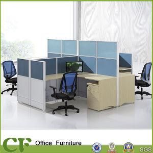Full Panel Wooden Furniture 4 Seat Office Workstation with Wire Management