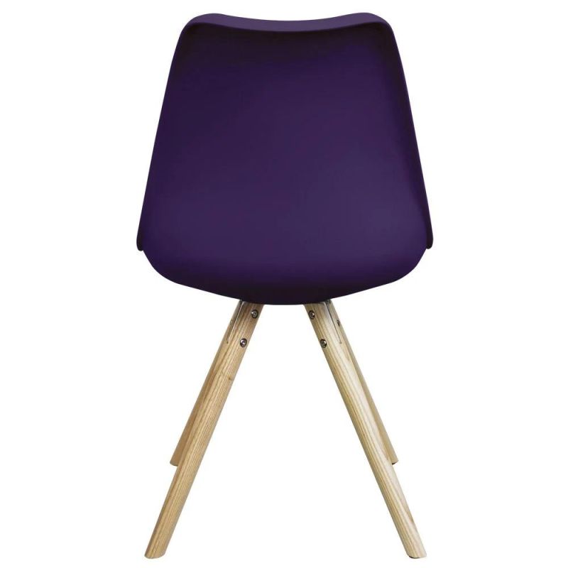 Modern Hot Sell PU Leather Seat Tulip Plastic Cafe Dining Chair with Wood Legs
