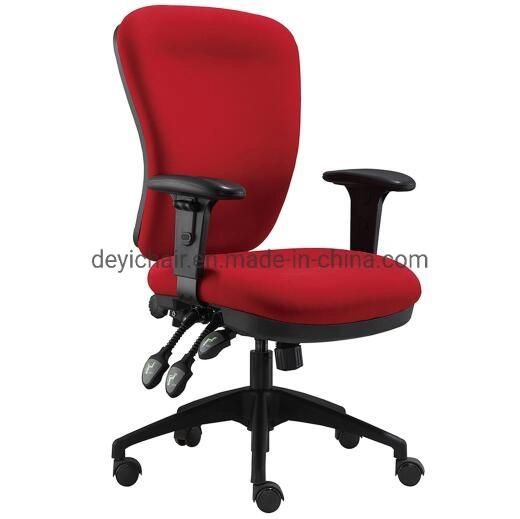 Three Lever Heavy Tudy Mechanism with Adjustable PU Armrest High Nylon Base Red Color Office Chair