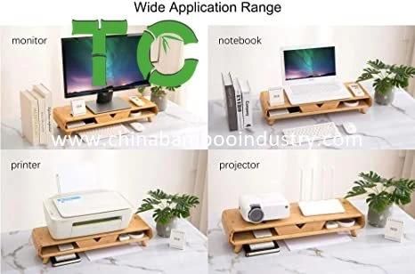 Ergonomic Designed Bamboo Computer Monitor Riser Wood Monitor Stand