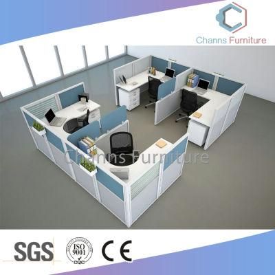 Good Quality Office Furniture Four Seats Melamine Cubicles with Cabinets (CAS-W615)