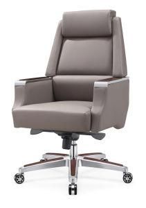 Foshan Comfortable Modern Classic Leather Office Chair with Wood Frame B1806
