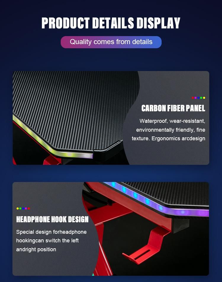 Lisung Computer RGB L Shaped Adjustable Gaming Desk