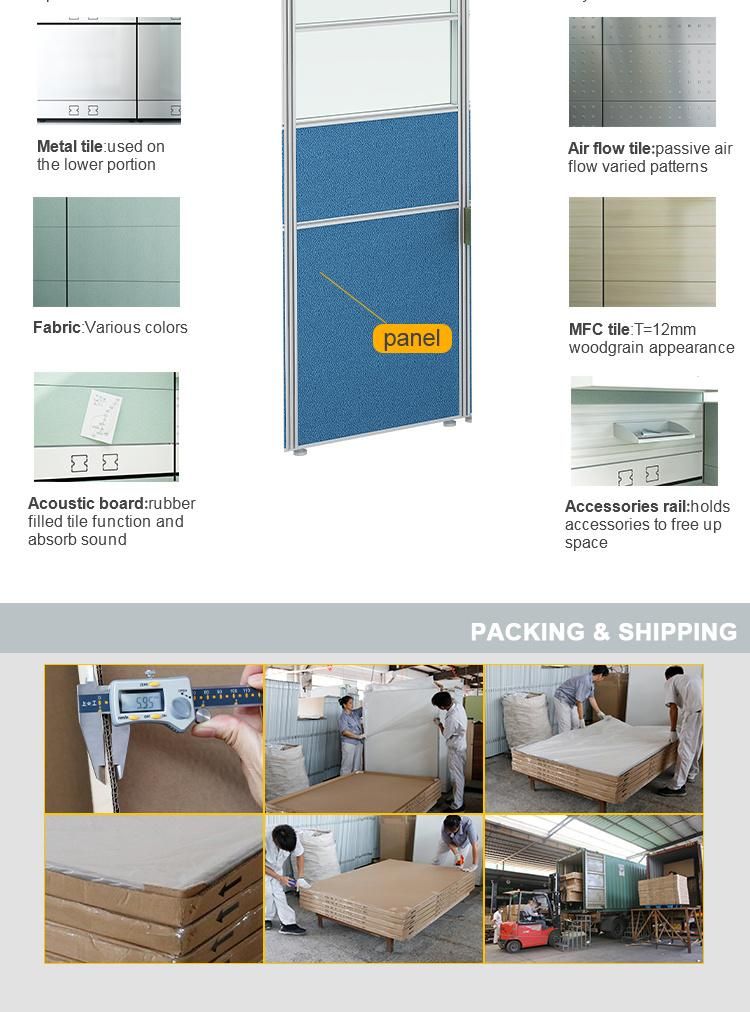 Modular Customized Size Aluminum Profile Call Center Workstation Used Screen Fabric Office Desk Partition with Cabinet