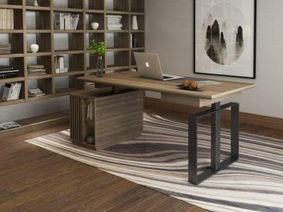 Home Office Workstation Wood Desktop Adjustable Height Electric Standing Desk with Bookshelf