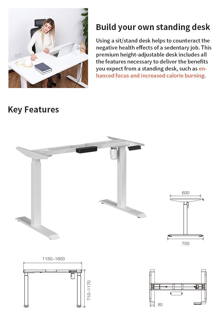 Wooden Electric Motor Height Adjust Office Furniture Standing Desk