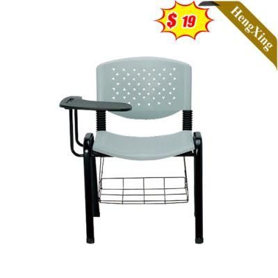 Modern Office School Furniture Student Chairs with Writing Tablet and Book Shelf Meeting Room Metal Legs White Training Chair