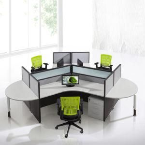 Modular Simple Office Half-Round Table Desig 3 Seater Workstation Computer