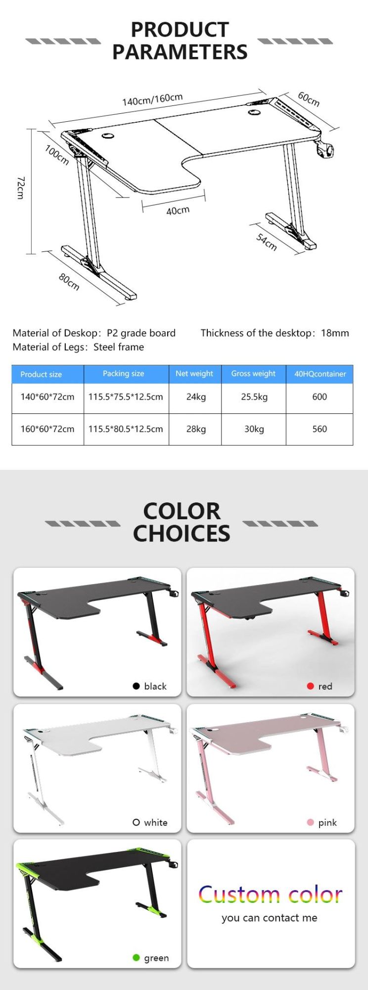 Aor Esports Customizes Furniture Bedroom Student Laptop RGB LED Light Dormitory Desktop Study Computer Table Gamer Competitive Chair Gaming Desk for Home Office