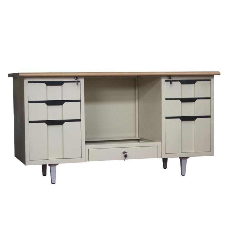 Office Table Computer Table 6 Storage Drawers Office Furniture Metal Office Desk Steel Table with Drawers