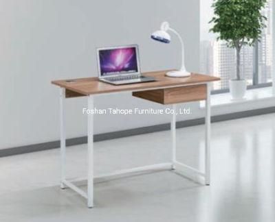 Modern Wooden Tabletop and Steel Leg Student Study Table with Drawers