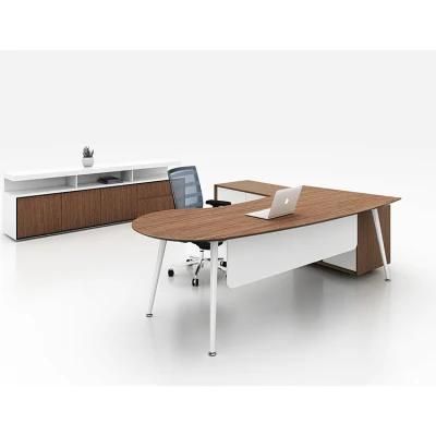 P Shape Semi Circle Curved Oval Unique Metal Bases CEO Executive Writing Office Table Desk