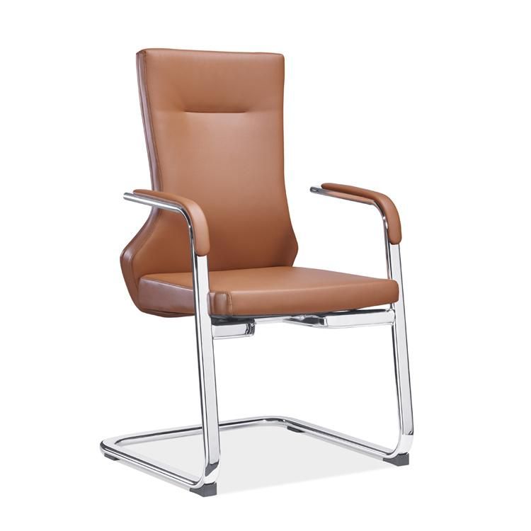 Leather Type Office Meeting Chair with Metal Chromed Base