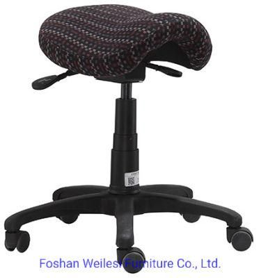 Two Lever Adjustable Mechanism Class Four Gaslift Nylon Base Fabric Upholstery Seat Cushion Saddle Chair
