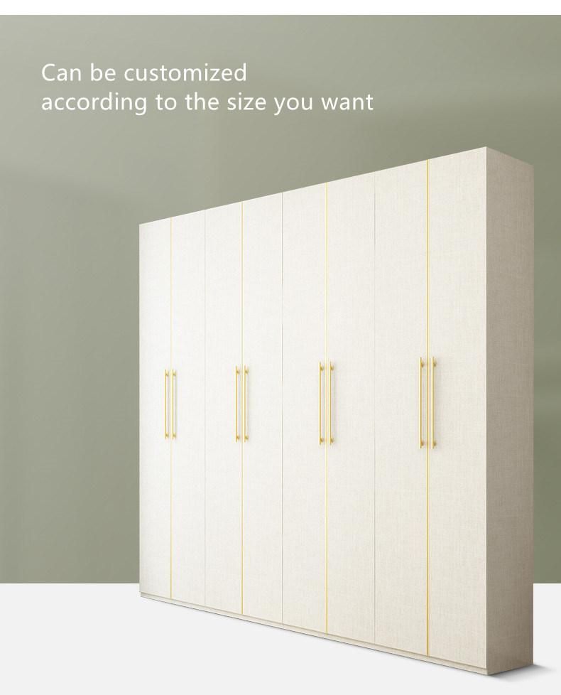 Modern Style Grey Color 6-Door Wooden Home Bedroom Furniture Wardrobe Door Handle with Mirror