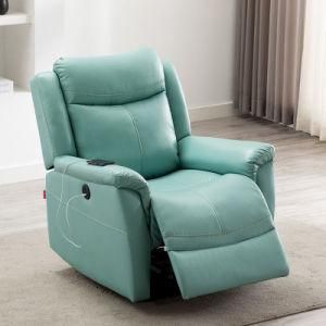 Bright Blue Sofa Simple Style Technology Leather Electric Recliner with USB
