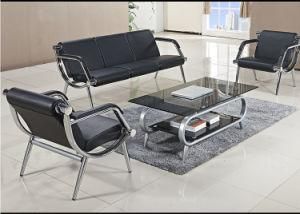 Metal Leg Sponge Sofa with Black PU for Waiting Section