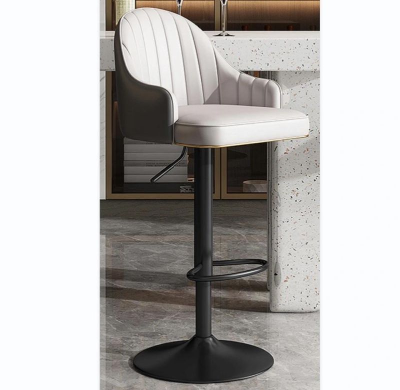 Yellow Leather Leisure Bar Stool Bar Chair with Black Painted Base