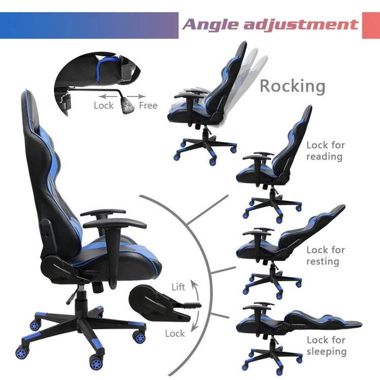 (MED) Partner China Manufacturer High Quality Gaming Station Racer Gaming Chair, Blue and Black