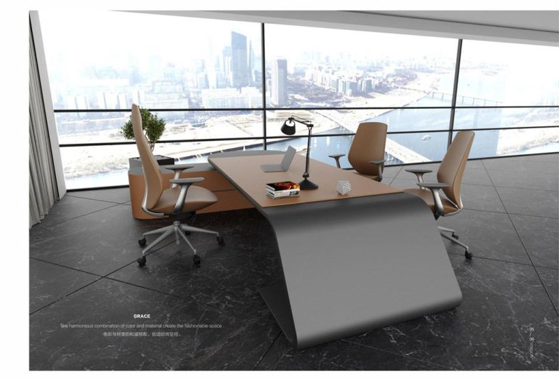 Fashion Unique High Genuine Leather Ergonomic Aluminum Executive Manager Boss Home Office Swivel Chair