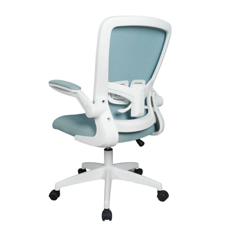 Lisung 10042 White Frame Office Folding Armrest Mesh Chair