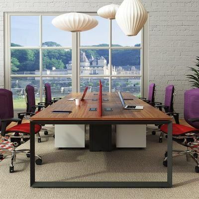 Foshan Manufacture Steel Frame Modern Design Open Space Office Desk 6 Person Furniture