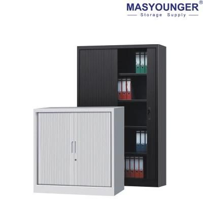 High Quality Low-Priced PVC Material Black Metal Tambour Door Cabinet