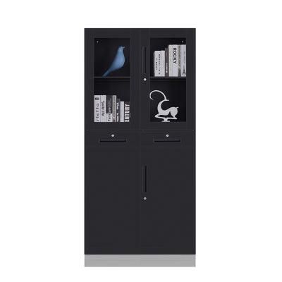 Office Steel 2 Drawers File Cupboard Metal Storage Cabinet with Glass Doors