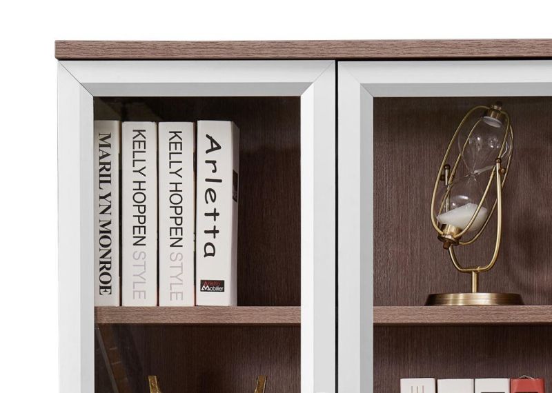 Hot Sale Modern Design MDF Wooden 2 Doors Bookshelf