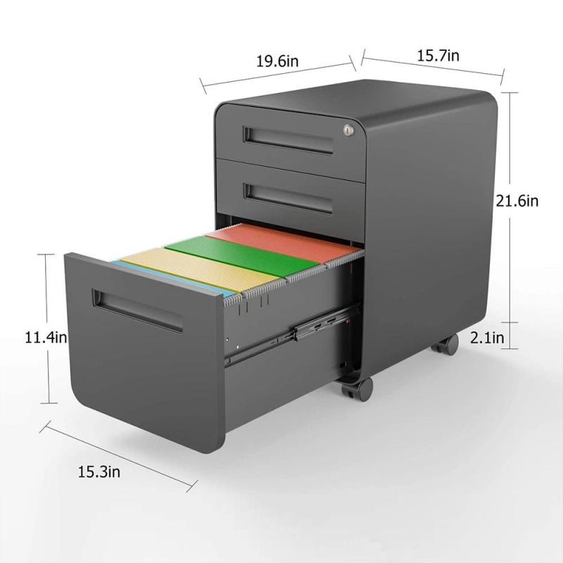 Office Furniture Movable Steel Cabinet 3 Drawers Mobile Cabinet