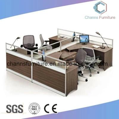 Classical Commercial Office Table Partition with Glass for 4 Persons