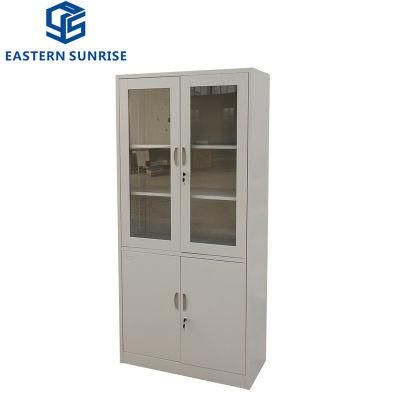 Hot Selling Half Glass Door Office Storage Cabinet Steel Cupboard Wardrobes