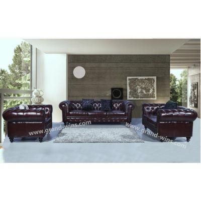Vintage Deep Tufed Chesterfield Retro Couch Hotel Leather PU Sofa