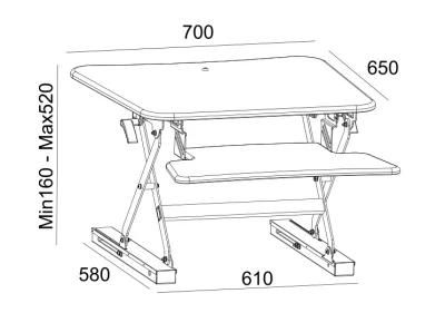 Metal Black/Silver Desktop Workstation / Mount / Desk / Table