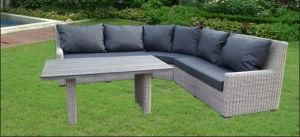 Outdoor PE Rattan Furniture Set, Outdoor Oak Table &amp; Rattan Sofa (kr-008)