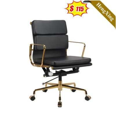 Hot Sale Metal Legs Office Furniture Swivel Height Adjustable Black PU Leather Chair
