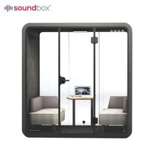 4 Seat Office Meeting Pod Sound Insulate Soundproofing Office Booth Indoor Online Meeting Available Soundproof Booth