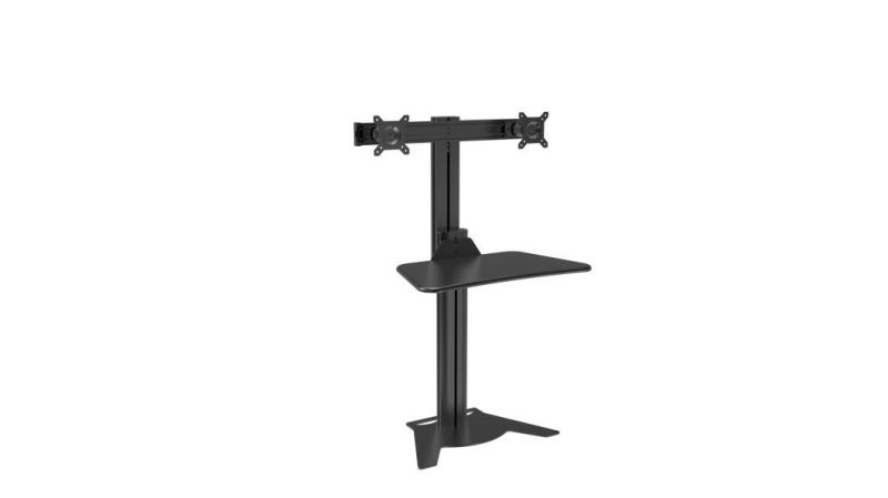Black Desktop & Wallmount Workstation Floorbase Double Monitor 10-24"