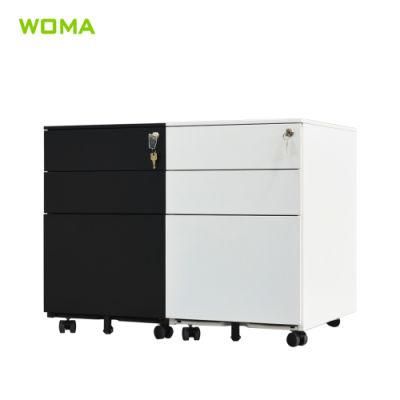 Office Furniture 3 Drawers Metal Mobile Pedestal Filing Cabinet for A4 File