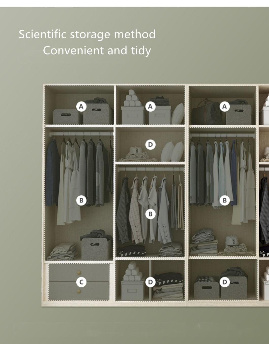 Light Luxury Style Grey Mixed Black Color Bedroom Furniture Storage 5-Door Wardrobe
