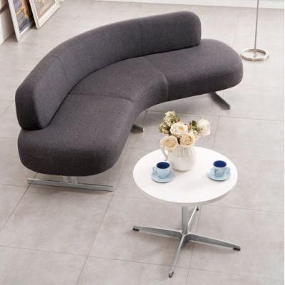 Modern Fabric Oval Shaped Cloth Art Leisure Sofa for Office Rest Area, Living Room, Hotel Furniture, Three Seaters