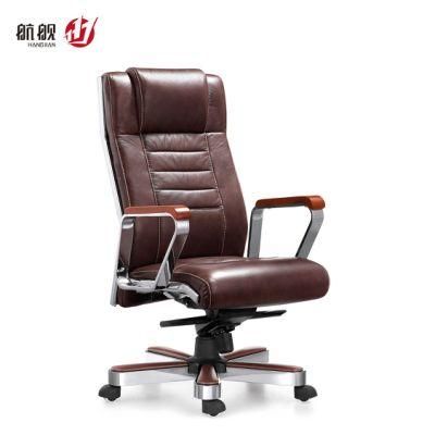 Hangjian Wood and Leather Rolling Lumbar Support Manager Office Chairs